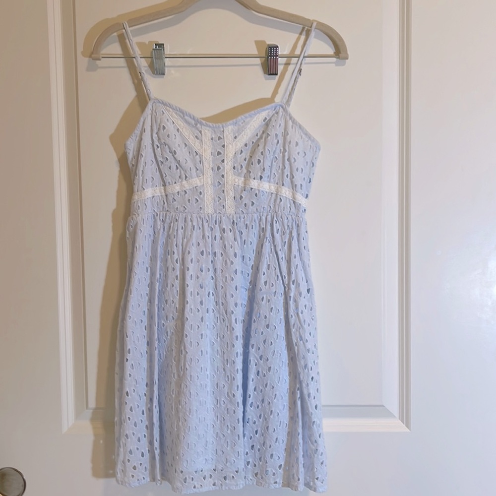 Sky-Blue Lace Mini Dress
